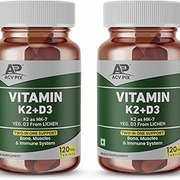 ACV PIX Vitamin D3 K2 as MK7 Veg Tablets, Vitamin D3 From Lichen Two in One Supports Stronger Bone, Muscles & Immune System, Health Supplement for Men and Women 240 Veg Tablets (Pack of 2)-8