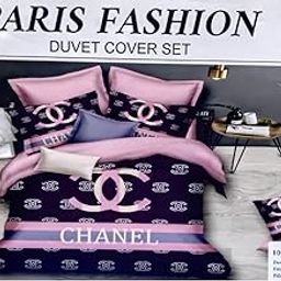 Paris Fashion Duvet Cover Set, 100% Cotton, Purple and Pink, 220x240 cm, with 4 Pillow Shams-image-35