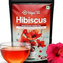 Udyan Tea Hibiscus Pure Herbal Tea -100 grams | Hibiscus Flower Tea for Blood Pressure Control & Healthy Hair and Skin | Fresh Dried Flower Petals | Caffeine Free-31