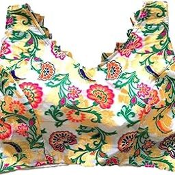 Women's Brocade Floral Sleeveless Blouse (Brocade Gola VARAITION_White_38)-image-22