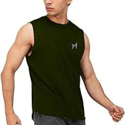 Solid Sleeveless Cotton Regular Fit Mens Stylish Top Tanks Vest T-Shirt -Olive Green-image-75