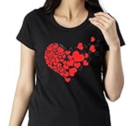 Womens Casual Cotton Round Neck Half Short Sleeve Printed T-Shirt-image-78