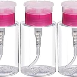 Bolt bee Pack of 3 Nail Polish Remover Pump Empty Dispenser Bottle for Alcohol, Acetone, Nail Polish and Makeup Remover, 150ml(5.10z), Hotpink Top Cap-picture-3