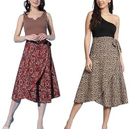 Women's Combo Midi Printed Wrap Around Maxi Skirt | Women Wear Midi Skirt-image-38