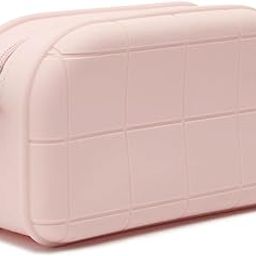 INOVERA (LABEL) Makeup Organizer Pouch for Women, Girls - Silicone Travel Cosmetic Pouches - Cosmetics Make up Brushes Holder Bag (Rose Gold)-image-5