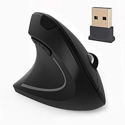 atdaraz Ergonomic Mouse, Wireless Mouse 2.4ghz Optical Vertical Wireless Mice : Left Handed Mouse, Wireless 2.4G USB Left Hand Ergonomic Vertical Mouse, Less Noise - Black-25
