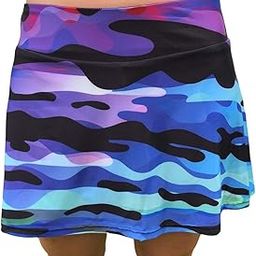 Tennis Golf Skirt Skort Athletic Exercise Print with Compression Short Pockets-image-2
