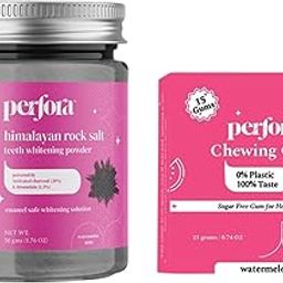 Perfora Charcoal Teeth Whitening Powder and Chewing Gum Combo | Enamel Safe & Effective Teeth Whitener Solution Dental Kit | Plastic-Free Chewing Gum in Collaboration with Gud Gum | Watermelon Mint-image-11