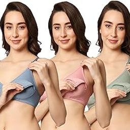 Women's Cotton Non-Padded Wire Free Nursing - Maternity Bra (Pack of 3)-image-94