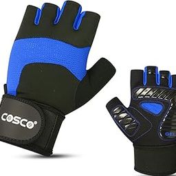 Cosco Leather Tuff Fit Gym & Exercise_and_Fitness Gloves (Size - Large, Black & Blue)-image-74