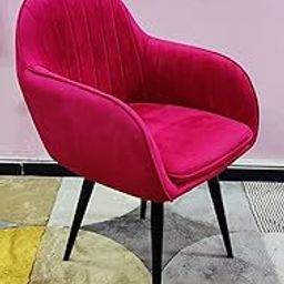 My Art Design - 1 Chair Modern, Elegant & Comfortable Velvet Arms Chairs for Dinning Living Hotel Cafe Office (Pinkish Red)-22