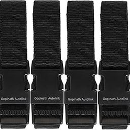 Gopinath Autolink 9.5 feet Long Utility Strap Belt with Quick-Release Buckle Adjustable Belt for Luggage Bags, Traveling, Bikes, Cars, Outing, Tent, 4-Pack (1.5 inch Width)-92