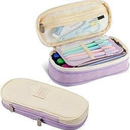 HR INTERNATIONAL Big Capacity Pencil Pen Case Large Storage High Capacity Bag Pouch Holder Case Stationery Bag for Students College School Office(Queen-Purple)-image-77