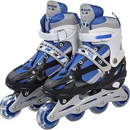 PRUX Adjustable Inline Skates with Front Light-Up PU Wheels for Beginners - Fun Illuminating Roller Aluminum-Alloy Skates for Boys and Girls, Multi Color (8 to 14 Years)-image-3