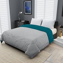 KEA Microfibre Reversible Double Bed King Size Comforter/Duvet for All Weather(Cyan & Grey, 250 GSM)|Comforter Double-5