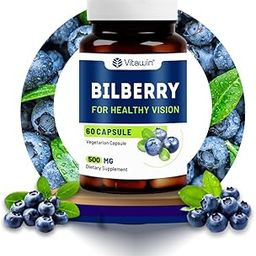 VitaWin Bilberry for Healthy Vision and Eye Care, Ultimate Health and Nutrition Supplements, 500 mg, 60 - Veg Capsules-20