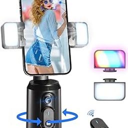ADZOY Auto Face Tracking Desk Gimbal ADL-Q02D, 360° Rotation Face Body Phone Camera Mount with Rechargeable Fill Light (White & RGB) & Remote for Shooting Vlog, No App, Gesture Control, Live Streaming-28