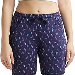 RX10 Women's Micro Modal Cotton Relaxed Fit Printed Shorts with Lace Trim Styled Side Pockets (Prints May Vary)-picture-5