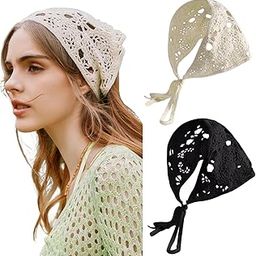 2 Pcs Head Scarf for Women, Crochet Headband for Women,Scarf, Stylish Hair Scarf for Women, Lightweight Lace Headwrap for Outdoor Activities-image-93