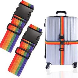 2Pcs Luggage Straps for Suitcase Travel Accessories TSA Approved, 80In Long Belts to Keep Your Suitcase Secure, Adjustable Bag Strap with Quick-Release Buckle for Travel Bag Closure, Multicolor-48