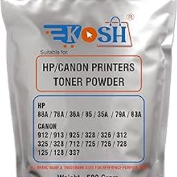 KOSH Polyester Toner Powder Compatible for HP 88A / 78A / 36A / 85 / 35A / 79A / 83A, Canon 912 / 913 / 925 / 328 / 326 / 312 / 325 / 328 / 712 / 725 / 726 / 728 / 125 / 128 / 337 Cartridge Black-image-1