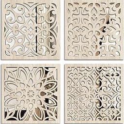 Wallcano White Wall Mirror Decor Panel Wooden Hanging Rectangular Wall Decor Frame for Living Room, Bed Room - Decorative Mirror Wooden Wall (Design02)-image-35