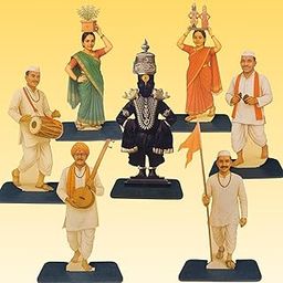 Digi Arts Varkari Wari Standee Set | MDF Cutout Figurines of Vithal and 6 Varkari | 8 Inch Decorative Standies for Ganpati Decor, Wari Theme, Mandir & Festival Decoration (Set of 7)-image-101