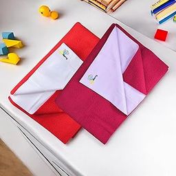 TotsMerry Baby Bed Protector, Waterproof Baby Dry Sheet (Small, Pack of 2, (Red, Maroon))-image-22
