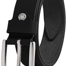Belts for Men Leather Original, Formal & Casual Leather Belt with Solid Metal Curved Buckle-image-9