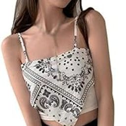 CRAMPLE®Printing Camisole Women Sling Tops Summer Tank Top Retro Sexy Slim Fit Streetwear Sling Vest Square Collar-image-66