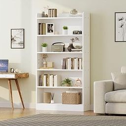 Ascom Engineered Wood 6-Tier Bookshelf Storage - White | 136 x 24 x 71cm DIY Bookcase Shelf Cabinet | Sturdy & Durable Build | Open Design for Easy Access | Home Storage Unit-3
