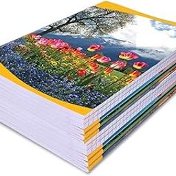 A4 Register Notebook – Set of 12 (112 Pages, Single Line), Free 5 Ballpens – School & Office Writing Notebooks Combo-image-2