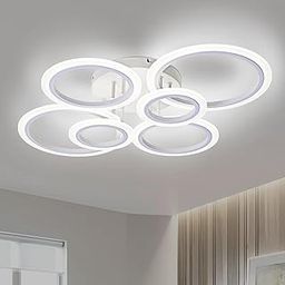 Modern LED Ceiling Light 6 Rings White Ceiling Light Fixture 4000K Ceiling Light Fixture for Kitchen Bedroom Living Room Laundry Room-image-31