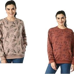 Women Fleece Warm Printed Full Sleeves Sweatshirts for Winter [Pack of 2]-image-16