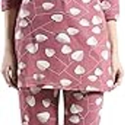 Women's Printed Lower Set | 3/4 Sleeve Round Neck Top with Ankle Length Pants | Leaf Patterned Co-ord Set for Womens-picture-23