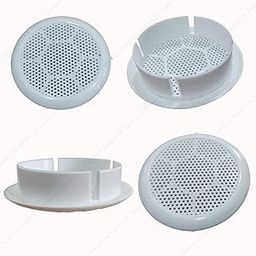 Round Wall Air Hole Closer/Circle Air Cowl/Air Vent Grille Cover Ducting/Mosquito Net/Dust Controller White (Rectangular Pattern) 4 Inch - 5 Piece-image-43