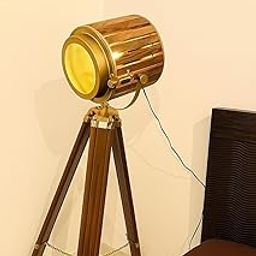 A.J. Handicraft Wooden Search Light Floor lamp wth Wooden Tripod, Brown Antique Finish-image-87