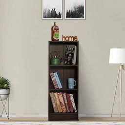 DeckUp Lexis 3-Shelf Engineered Wood Book Shelf and Display Unit (Walnut, Matte Finish)-6