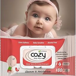 Cozy Baby Wet Wipes 1 Pack (80 wipes) for Little New Born Enriched with Aloe Vera and Vitamin E, Combo Offer Travel Value Pack Wiping Tissue Baby Cleaning Wet Wipes with Lid + (FREE Fridge Magnet)-picture-12