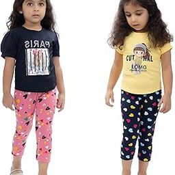 Pure Cotton Combo of 2 Stretchable Capri for Girls Kids | Non-Transparent Soft & Comfortable, Breathable Skin-Friendly, Regular Fit, Bottom Wear for Daily Use-image-11