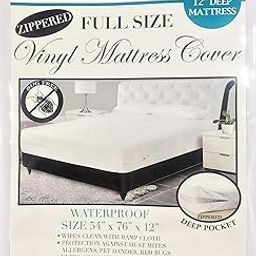 Vinyl Mattress Cover Zippered Encasement Protector Heavy Duty Deep Pocket (Full, 12)-image-12