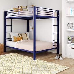 Unqiue Handicraft Full Bunk Bed for Kids, Metal Frame with Ladder (Blue) (Glossy)-image-16