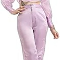 Women's 3 Lilac Serenity Embellished Set Blazer Set || Open Front Single Relaxed Fit Collared Neck || Long Sleeve Blazer and Solid Short Top Pants Suit Sets || Co-ord Set for Women & Girls-3