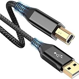 (5 Meter / 16.40 Feet) High Speed Printer Cable USB 2.0 Printer Cable USB-A to USB-B Cable, Nylon Braided Printer Scanner Cord for HP Canon Dell Epson Brother Lexmark Xerox Samsung & More-Black-image-89