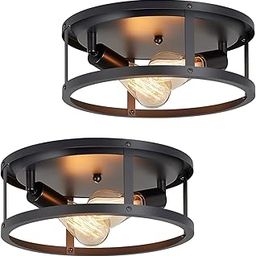 Farm Black Flush Mount Ceiling Lights 2 Light Fixings Ceiling Lights Industrial Light Fixings Ceiling Mount for Kitchen (2 PCS)-picture-26