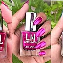 Loco Moco One Coat Nail Paint, 0.572 fl oz, Quick-Dry Formula, Red, Pink, Teal Green Shades-image-27