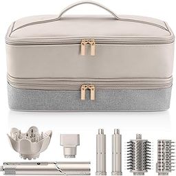 NALACAL Travel Carrying Case for Hair Dryer Shark Flexstyle Dyson Airwrap Brush Double-Layer Hair Accessories Tools Storage Bag for Revlon Hairdryer Styler Organizer, beige, stylish-image-19