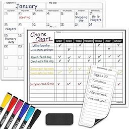 Magnetic Charts for Kids, Dry Erase Charts for Adults, 13" x 17", Behavior Reward, Multiple Kids' Works, Monthly Planner, Magnetic Calendar for Refrigerator, Shopping List, 6 Markers Included-image-41