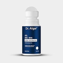 Dr. Algar 4% Aha Bha Underarm Roll On 50ml | 2% Lactic Acid, 1% Mandelic Acid, 1% Salicylic Acid | Controls Odour & Reduces Pigmentation | 0% Alcohol & 0% Aluminium | Flora Fragrance-5