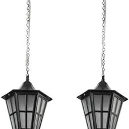 LIODOR Hurricane Black Hanging Light Features a Metal & Glass Build, Ideal for Bedroom, Balconies, Dining Areas, & Both Indoor and Outdoor décor, Without Bulb (Pack f-2)-image-6